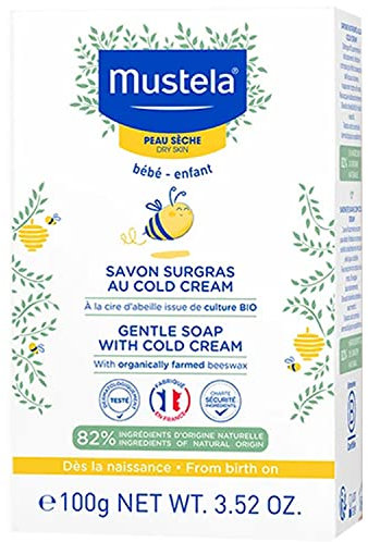 Mustela Savon Nourrissant CC, Cold Cream Naturel, Visage et Corps, Bébé et Toute la Famille - Nettoyant doux idéal pour les peaux sèches, 82% d'ingrédients d'origine naturelle (100ml)