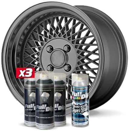 AutoFullCar - Pack Llantas Vinilo Líquido Full Dip 3 Sprays Antracita Metalizado Brillo