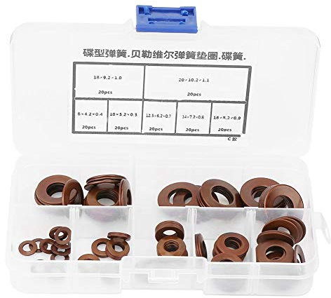 7 Größen Belleville Edelstahl-Tellerfeder mit flachem Druckfeder-Sicherungsring Elektrischer Anschluss-Sortiment-Set Bronze