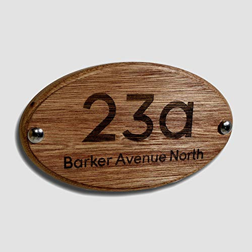 Active Window Films Personalised Laser Engraved Wooden Door Number, Custom Front Door Number, House Sign Plaque (25cm x 14cm)