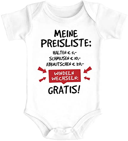 MoonWorks® Baby Body mit Spruch lustig Meine Preisliste Bio-Baumwolle Jungen & Mädchen weiß 0-3 Monate