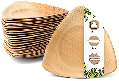 BIOZOYG Palmware - plato sostenible de hoja de palma I plato desechable orgánico triangular 15cm I Bandeja Party vajilla desechable 100% compostable I cuenco biodegradable para dip 25 piezas