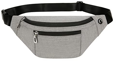 Bauchtasche für Männer und Frauen, modische wasserdichte Hüfttaschen mit verstellbarem Gürtel, lässige Tasche Bauchtaschen für Reisen Sport Laufen. (2-hellgrau)