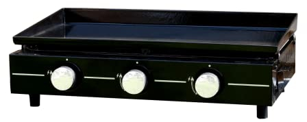 Cook'in garden - Plancha Gaz - Usage en Extérieur - 3 Brûleurs - pour 8 à 10 Personnes - Bac Récupérateur de Graisse Amovible - Plaque en Acier Émaillé - Revêtement Antiadhésif