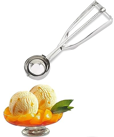 Cuchara para Helado, Acero Inoxidable Cuchara de Helado, Cucharada de Masa, Cuchara para bolas de helado con gatillo de acero inoxidable, Sacabolas Helado para fruta, helado, masa (4 cm)