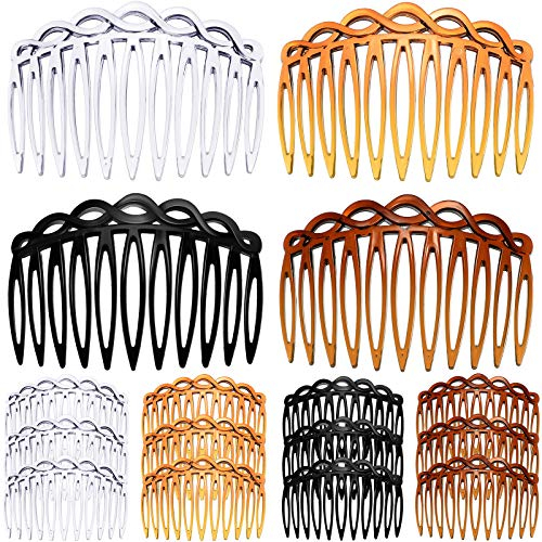 16 Stücke Haarkamm Kunststoff Haar Seitenkamm Französisch Twist Kamm Haarspangen Braut Hochzeit Schleier Kamm Zähne Haarspange Kämme (Schwarz, Transparent, Licht Kaffee, Dunkler Kaffee)