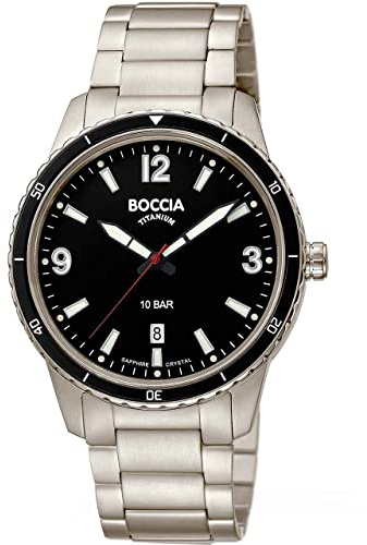 Boccia Herren Analog Quarz Uhr mit Titan Armband 3635-03