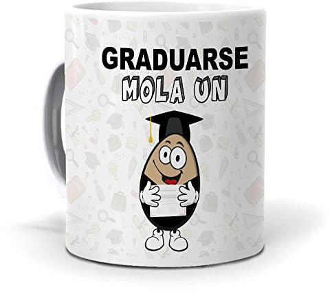 mundohuevo Taza Regalo Personalizado y Divertido Graduado. Graduarse Mola un Huevo. Cerámica AAA - 350 ml.