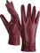 GSG SINCE 1998 Echtes Lammfell Lederhandschuhe für Damen Warm Gefütterte Touchscreen Winterhandschuhe Burgund S