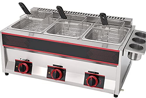 Deep Fryer Friggitrice a Gas Professionale, friggitrice a Gas 12L/18L Serbatoio in Acciaio Inox Friggitrice per Patatine di Pollo con Paletta per cestello per Ristorante Commerciale Cucina Domestica