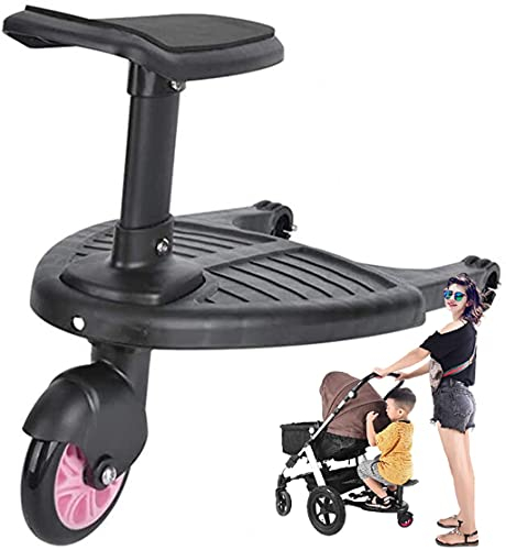 MJZYP Buggy-Board Mit Sitz, Kinderwagen Hilfspedal, Abnehmbares Zweit-Kindersitz Kompatibel Mit Kinderwagen Mit Horizontaler Achse Und Kompakten Kinderwagen Pink