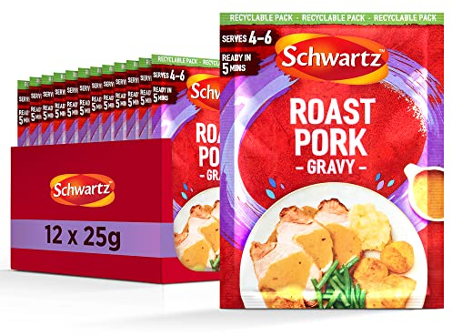 Schwartz Roast Pork Gravy Mix 25 G | Serves 4 - 6 | Pack of 12 | Rich & Smooth Gravy | With Roast Pork Flavour and Aromatic Sage | Quick and Easy