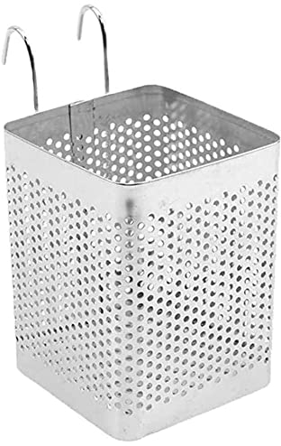 Cesta para escurrir cubiertos,acero inoxidable Soporte para fregadero para palillos Estuche para almacenamiento de cuchara cuadrada Cesta para escurrir cubiertos Cesta para secar cubiertos con ganchos