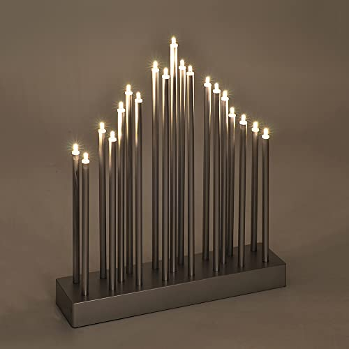 Dapo Klassische LED Stimmungsleuchte 19 flammig batteriebetrieben Lichterbogen H: 28cm Weihnachts-Deko-Lampe Fensterbeleuchtung (Titan-Pyramide)