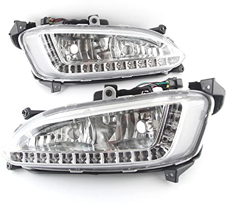 EUEIKN Für Hyundai Santa Fe IX45 2013 2014 2015, 12 V Tagfahrlicht wasserdichte Nebelscheinwerfer DRL Autoscheinwerfer Montage