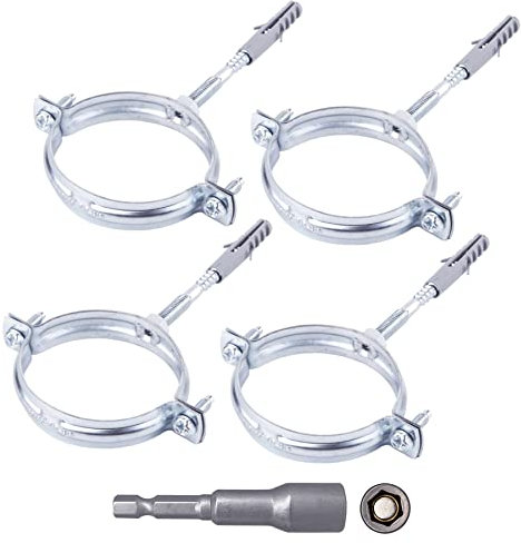 SKIR'CO Paquete de 4 soportes de tubería para tubos de Ø 60-64 mm, abrazaderas, soportes de tubería para montaje en pared y techo (4 unidades, con broca hexagonal magnética)