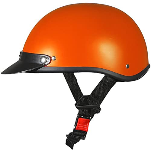 Mode-Motorrad-Halbhelm, Deutscher Vintage-Helm mit offenem Gesicht, DOT/ECE-zugelassener Retro-Moped-Scooter-Street-Cruiser-Helm, für Erwachsene, Männer, Frauen, alle Jahreszeiten,Orange,One Size