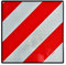 Spanien Warntafel aus Aluminium | Warnschild für Fahrradträger und überstehende Ladung | mit spanischer Typengenehmigung | rot-weiß | 500 x 500mm | Reflexionsklasse RA2/C | Wohnmobil Wohnwagen