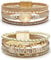 Suyi Multilayer Leather Bracelet Set 2 Pieces Beads Wrap Bracelet Wrist Cuff Bangles with Magnetic Buckle for Women Circle Gold Set 8