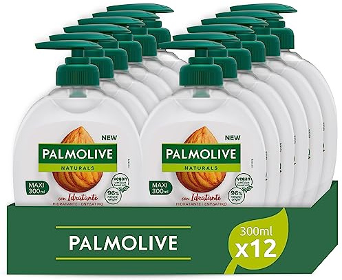Palmolive Sapone Liquido Mani Latte e Mandorla Confezione da 12 x 300 ml | detergente idratante per le mani | ingredienti al 96% di origine naturale* | 95% con formula biodegradabile