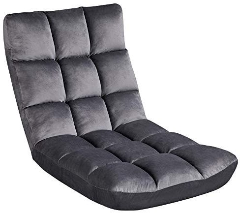 Yaheetech Floor Chair with Back Support, Comfy Floor Sofa for Adult, Floding Lounge Chair with 14 Adjustable Positions for Lounge, Gaming Reading and Meditation, Gray