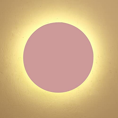 MHXZKHL Rund Macaron LED Wandleuchte Modern Schlicht Wandlampe Mini Metall Innen Wandbeleuchtung für Schlafzimmer Wohnzimmer Treppen(30cm, 18W,Pink, Warm White)