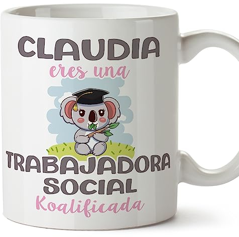 MUGFFINS Tazas Personalizadas para TRABAJADORA SOCIAL - En Español - Koalificados Personalizados - 11 oz / 330 ml - Regalo Personalizable original y divertido