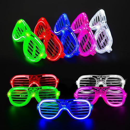 EKKONG Occhiali LED Party, Occhiali Luminosi per Feste 10 Pezzi Occhiali LED Personalizzata Luminosi Glasses Regali Giocattolo per Halloween Carnevale Compleanno