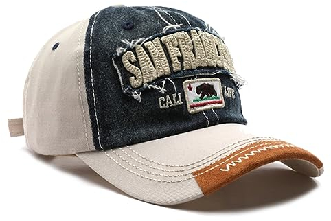 Sporty Baseballcap San Francisco Kalifornien USA Vintage Style Cap Herren Damen (Beige)