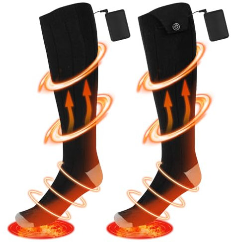 Glovios Beheizte Socken für Damen Herren, Heizsocken mit Akku 5000mAh, Wiederaufladbare Wärmesocken, Elektrische Skisocken Beheizbar für Ski, Wandern, Motorradfahrer, Outdoor