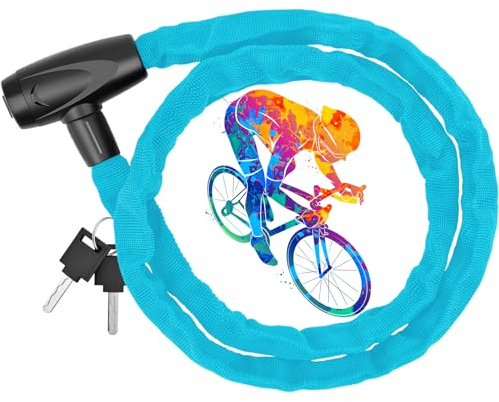 120CM Lucchetto Bici Catena, Bicicletta Antifurto Catena di Blocco Catena per Bici,Alta Qualità Antifurto Moto, Catena per Varie Biciclette, Motocicli. (blue)