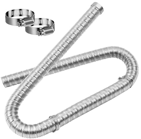 Dual-Layer-Automobilheizung Auspuffrohr, 24 mm Edelstahl-Auspuffrohr 36061296 90394 mit Schellen, Luft Dieselheizung Abgasschlauchschlauch for Webasto, Eberspacher Heizungsteile und Zubehör (1m)