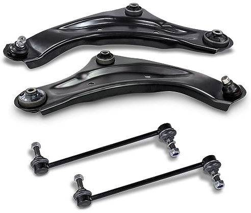 BESTPRICE Querlenkersatz - 2x Querlenker mit Traggelenk vorne, 2x Koppelstange vorne Kompatibel mit NISSAN JUKE (F15), LEAF (ZE0)