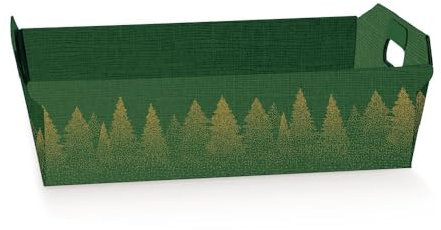 40X30X12 cm Cesto Vassoio per Bomboniere | CON MANIGLIE IDEALE PER TRASPORTO SACCHETTI E BOMBONIERA (Verde forest natale)