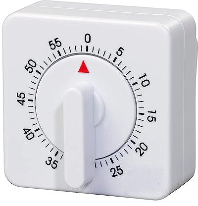 KMOCEPLY Alarme de rappel de compte à rebours 0 minutes/1 heure avec sonnerie forte, minuteur à œufs de cuisine, minuteur mécanique blanc à remonter avec sonnerie forte pour la cuisson, l'ébullition,