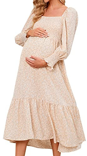 Robe Shooting Photo Grossesse Dentelle Robes Femme Enceinte Chic Et Elegant Grande Taille a la Mode Robe Maternité Soirée Cérémonie Vacances Casual Confortable Pas Cher Long Dress (A, M)