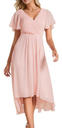Ever-Pretty Abendkleider Damen Elegant für Hochzeit Knielang A-Line Cocktailkleid High Low Festliche Kleider EG01923