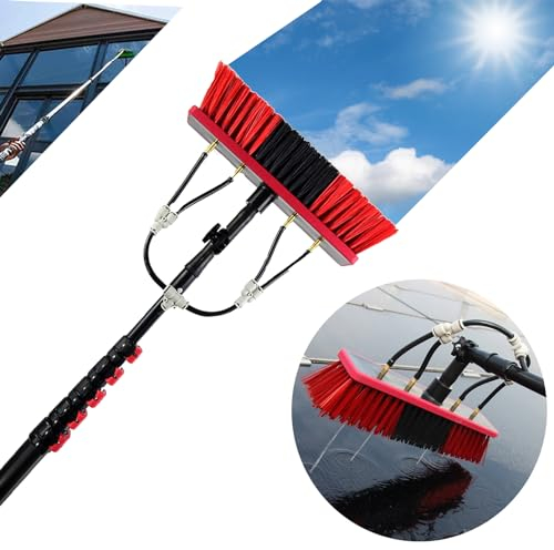 Ddasam Teleskopstange Fensterreinigung Wasserführung, Universal Waschbürste PV Anlage Reinigungsgerät, für solaranlagen und Fenster Telescopic Pole Universal Freie Verbindung 3.6-10.8m