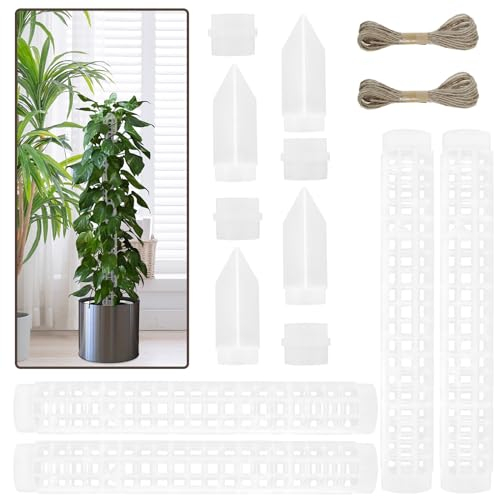 Foppla 4pcs Kunststoff Moos Stangen Stapelbare Monstera Moos -Stützpol zylindrische Kletterpflanzen Stangen Maschenoberfläche Monstera Moos Stange Moospflanzen Stakes für Innen