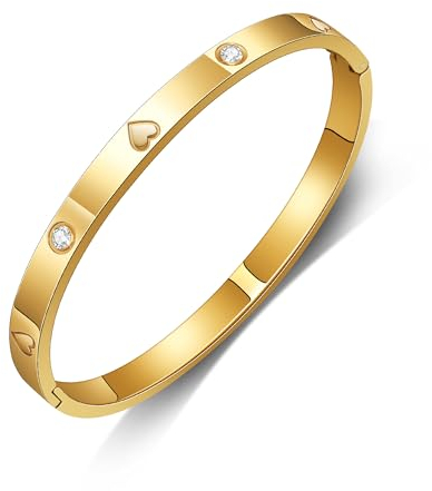 GILIEYER Edelstahl Armband - Klee, Liebe und Freundschaft, Cubic Zirkonia Kreuz, Fashion Mode (19, Herz-Gold)