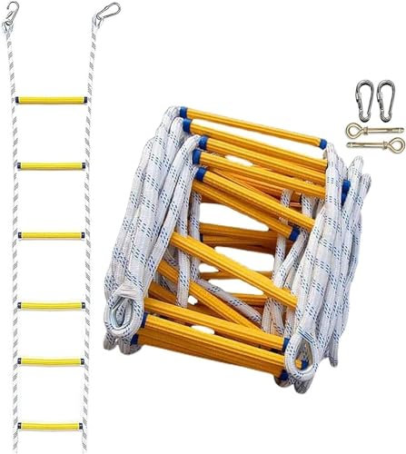 Fire Escape Ladder, Emergency Fire Escape Ladder Safety Rope, Portable Climbing Rescue Rope Ladder for 2 Story Home Window Balcony Railing Treehouse,3M