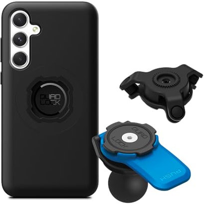 Quad Lock Support téléphone Moto avec Adaptateur Boule 1 pour RAM Mounts, Amortisseur de Vibrations et Coque MAG pour Galaxy A35