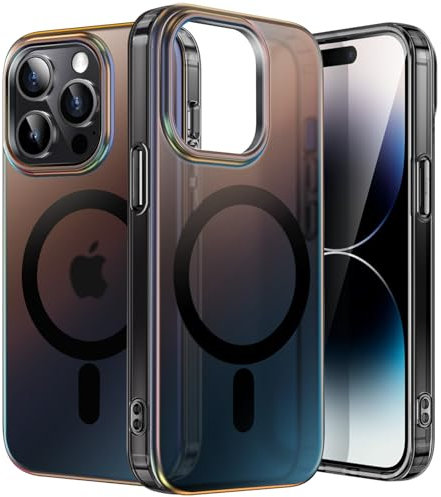 JETech Iridescent Case for iPhone 14 Pro Max 6.7-Inch Compatible with MagSafe, Cute Unique and Aesthetic Design, Colorful Fluorescent Translucent Back Shockproof Phone Cover (Iridescent Black)