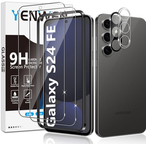 Yenwen Verre Trempé pour Samsung Galaxy S24 FE, 2 Pièces Film Protection écran et 2 Pièces Caméra Arrière Protecteur, Anti Rayures - Dureté 9H Glass - Sans Bulles