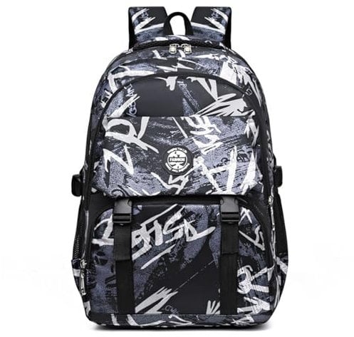 Bagpacks School Bags For Secondary School Boys Backpack Printed School Bag For Kids Large Laptop School Backpack Casual Daypack Men'S Wallets Backpack For Teenage Girls (Black, One Size)