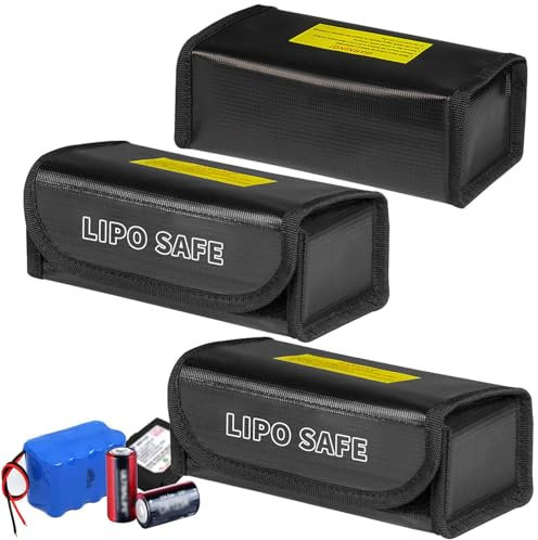 3 Stück Lipo Safe Bag, Lipo Akku Tasche, Feuerfeste Sicherheitsschutztasch, Lipo-Sicherheitstasche, Lipo Batterie Tasche Explosionsgeschützte Batterie Safe Bag für Charge und Aufbewahren, Schwarz
