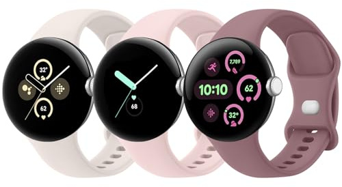 AK Confezione da 3 cinturini per Google Pixel Watch 2/Google Pixel, cinturino sportivo regolabile in morbido silicone per Google Pixel Watch/Pixel Watch 2//Pixel Watch 3 41 mm per donne e uomini