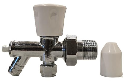 TC Classic Manual Lockshield Wheelhead Radiator Valve Angled 8mm with Drain Off