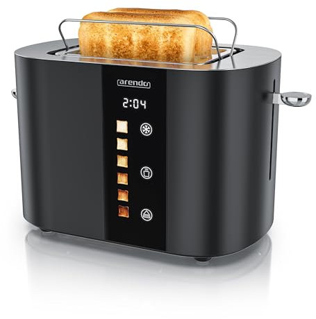 Tostapane a 2 Fessure per 2 Fette, 800 W, Visualizzazione a colori dei livelli di doratura, Display con indicazione del tempo rimanente, Tasti touch, Scaldapasta Viennese, 6 Livelli di Doratura