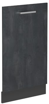 Vicco Panel Frontal del lavavajillas R-Line, Hormigón Negro, 45 cm sin encimera